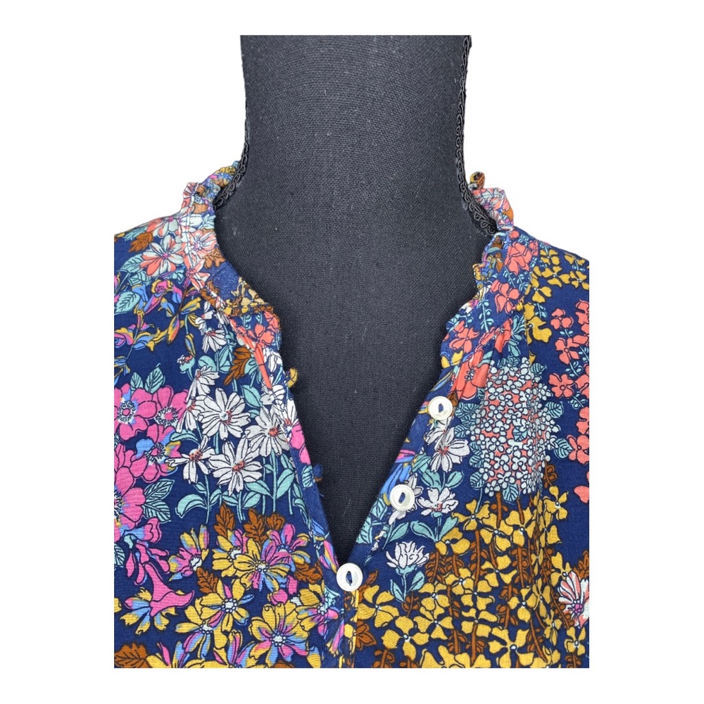 Talbots Petite Ruffle Band Collar Cotton Poplin Popover Blouse Multicolor - Picture 4 of 7